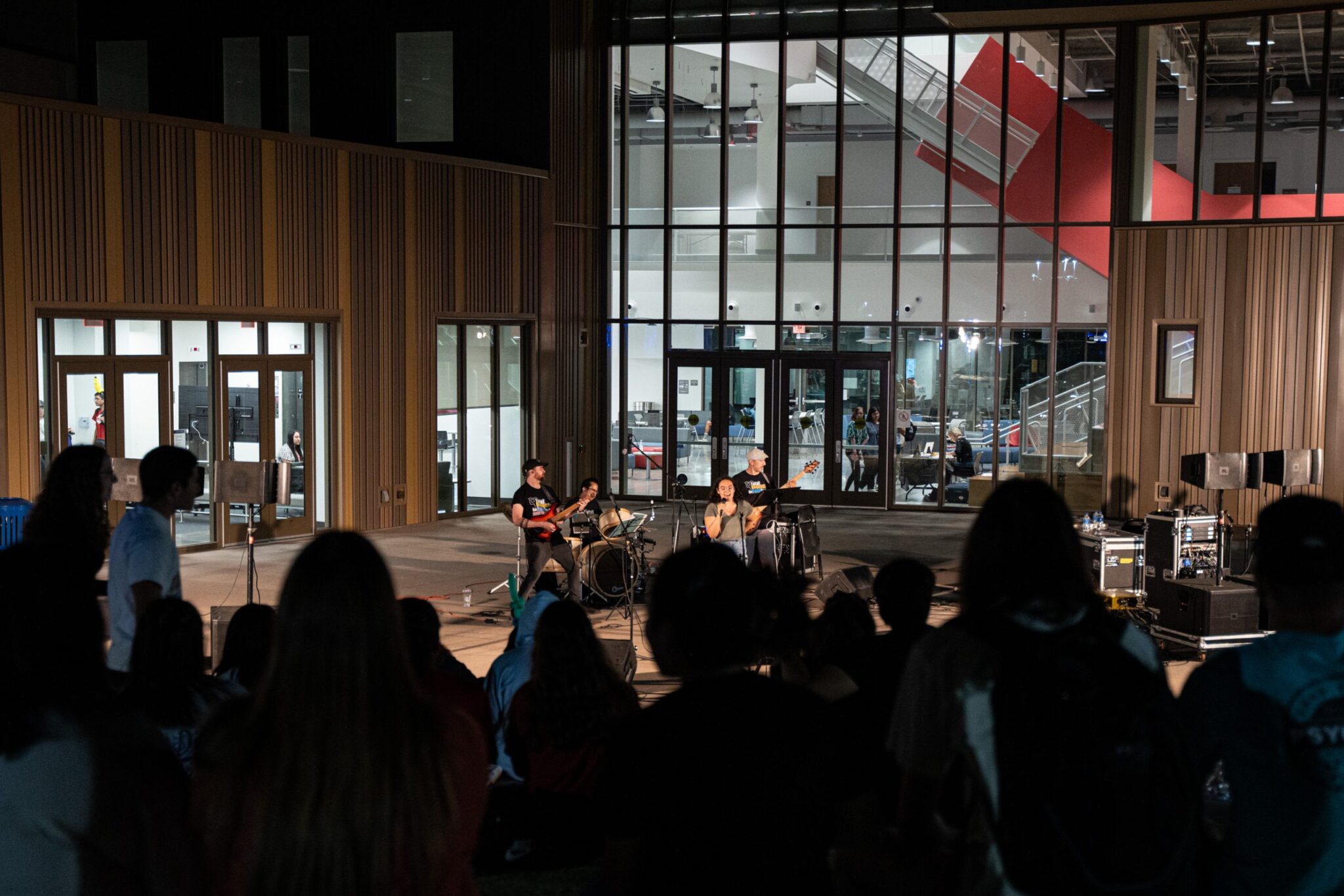 Full stage view of the band setup for live band karaoke