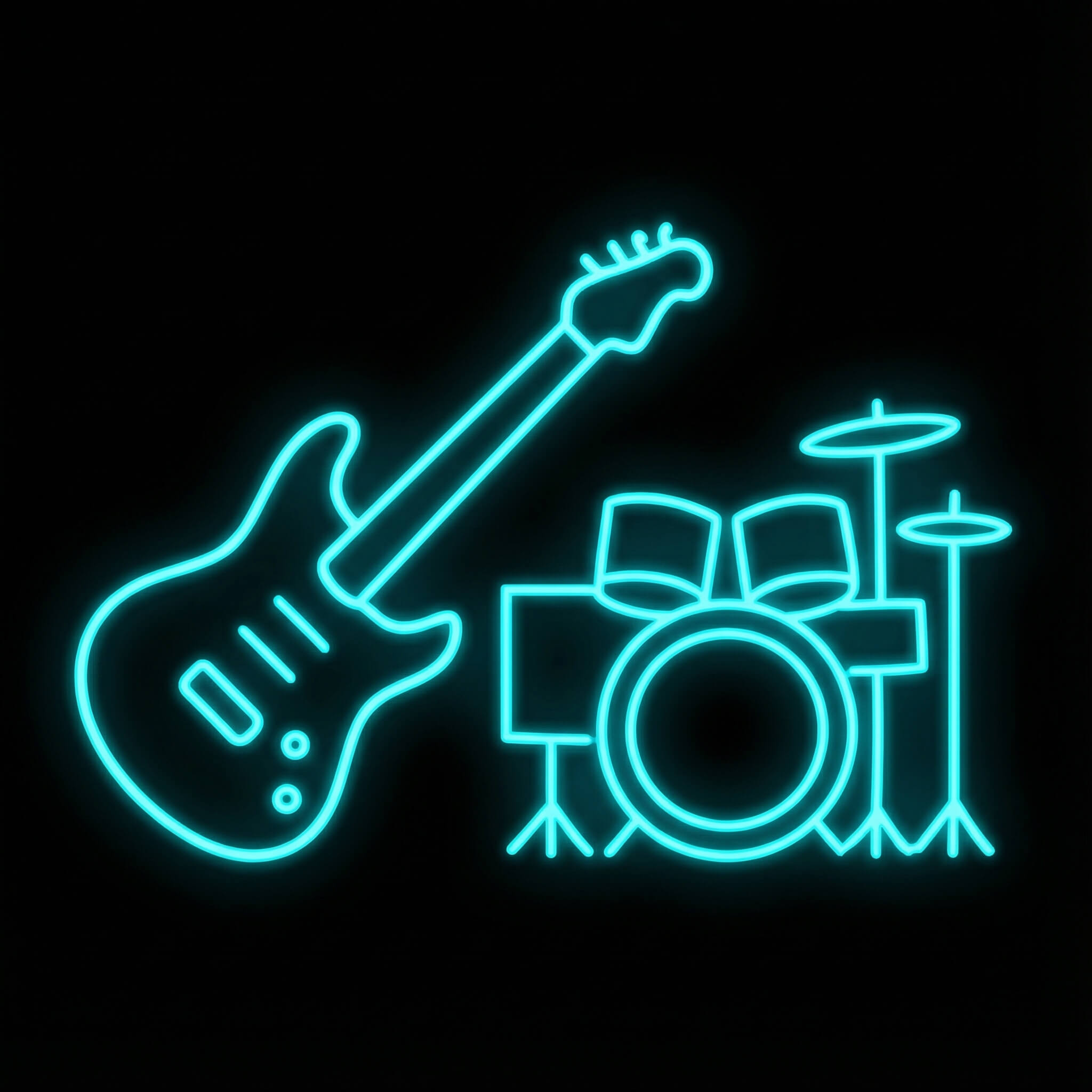 Professional live band karaoke musicians playing drums and guitar